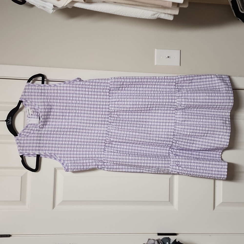 Chloe + Renee Lavender Purple White Check Dress Gingham Medium NEW